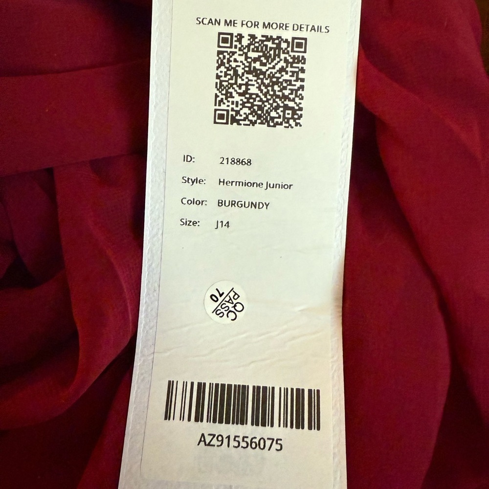AZAZIE HERMIONE JUNIOR BURGUNDY J14 NEW WITH TAGS - Picture 8 of 9